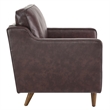 Pemberly Row Modern Genuine Leather Upholstered Armchair in Brown