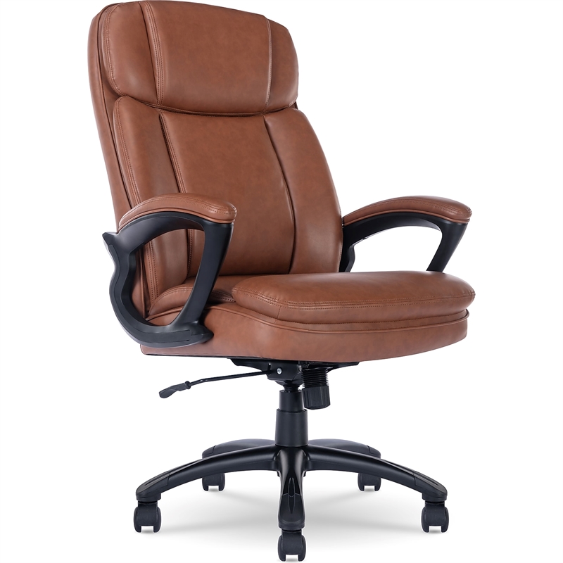 Pemberly Row Big and Tall Executive Office Chair Cognac Bonded Leather