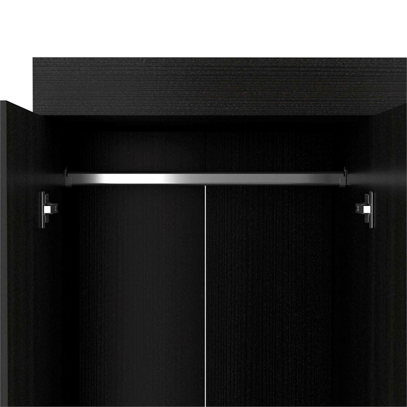 Pemberly Row Modern Armoire Double Door Black Engineered Wood