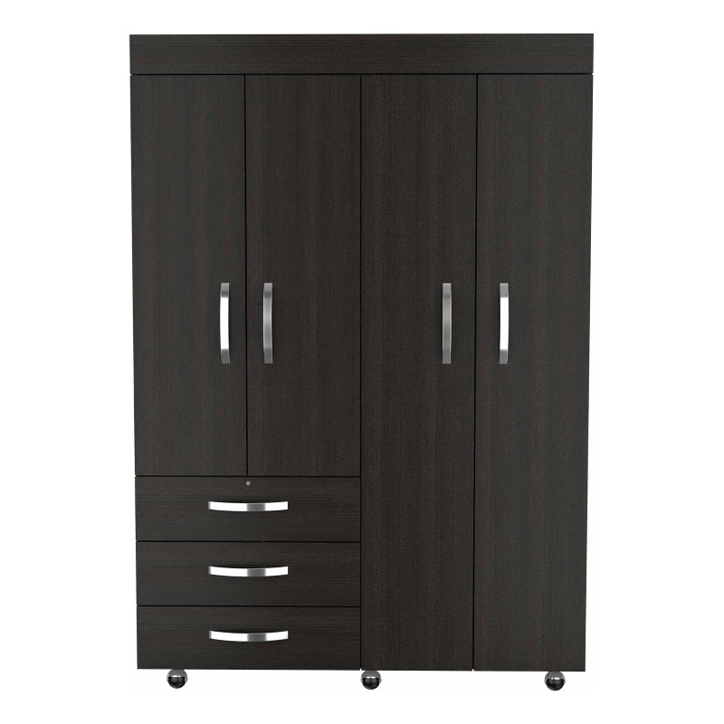 Pemberly Row Modern Armoire Double Door Black Engineered Wood