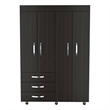 Pemberly Row Modern Armoire Double Door Black Engineered Wood
