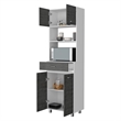 Pemberly Row Engineered Wood Microwave Pantry Cabinet in Smokey Oak/White