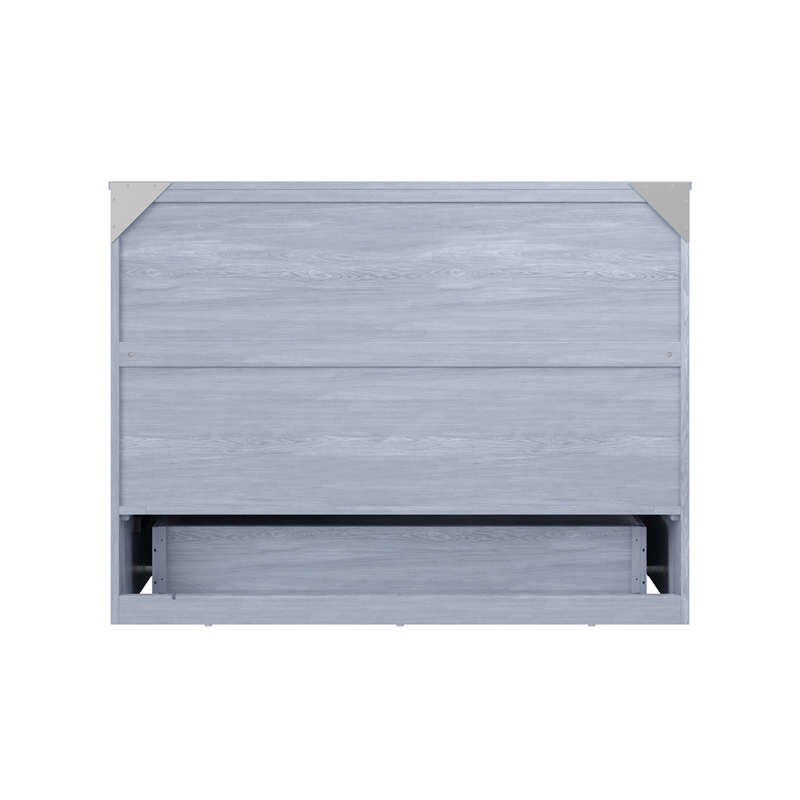 Pemberly Row Full Solid Wood Modern Murphy Bed Chest with Mattress in Driftwood