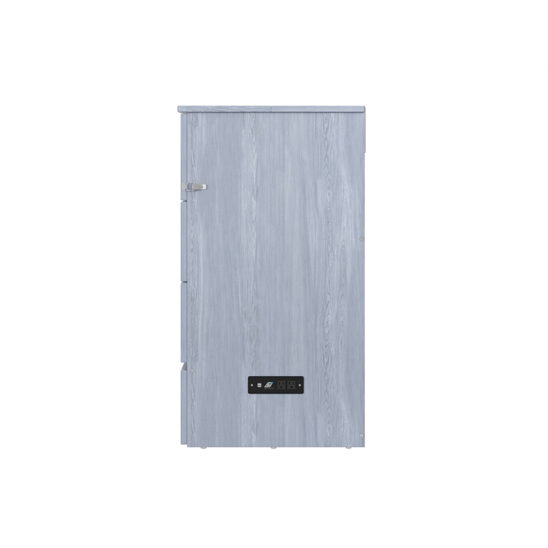 Pemberly Row Full Solid Wood Modern Murphy Bed Chest with Mattress in Driftwood