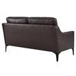 Pemberly Row Contemporary Leather and Metal Loveseat in Brown