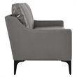 Pemberly Row Contemporary Leather and Metal Loveseat in Gray
