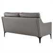 Pemberly Row Contemporary Leather and Metal Loveseat in Gray