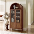 Pemberly Row Wood Tall Storage Display Cabinet with Rounded Arched Top in Walnut
