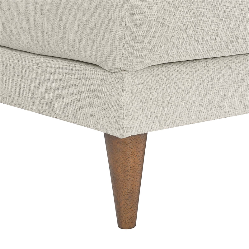 Pemberly Row Upholstered Polyester Fabric Ottoman with Tapered Legs in Ivory