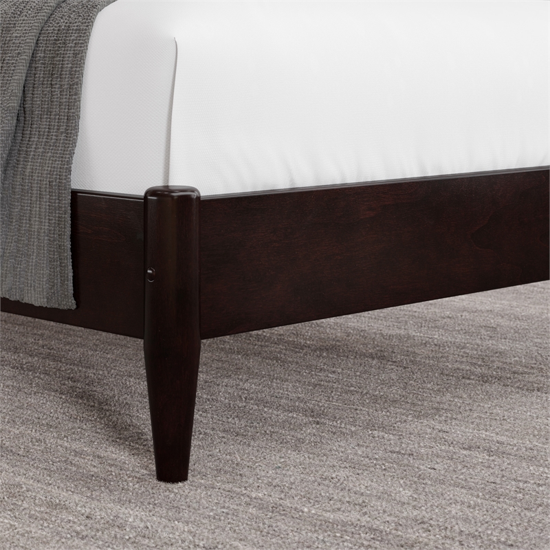 Pemberly Row Quincy Twin XL Wood Low Profile Platform Bed in Espresso