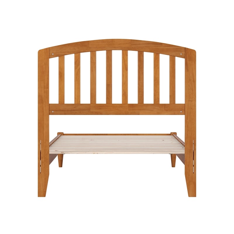 Pemberly Row Quincy Twin XL Wood Low Profile Platform Bed in Light Toffee