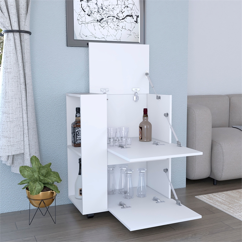 Pemberly Row Modern / Contemporary Bar Cart White Engineered Wood