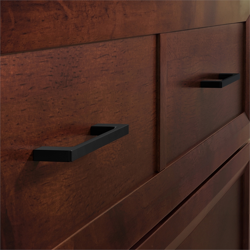 Pemberly Row Queen Wood Murphy Bed Chest w/ Mattress & Built-in Charger - Walnut