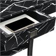 Pemberly Row One-Drawer Harri Console Table w/ Shelves - Black Faux Marble Wood