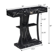 Pemberly Row One-Drawer Harri Console Table w/ Shelves - Black Faux Marble Wood