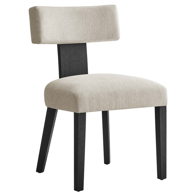 Pemberley Row Fabric Ivory Black Dining Chairs Armless Solid Wood 22.5