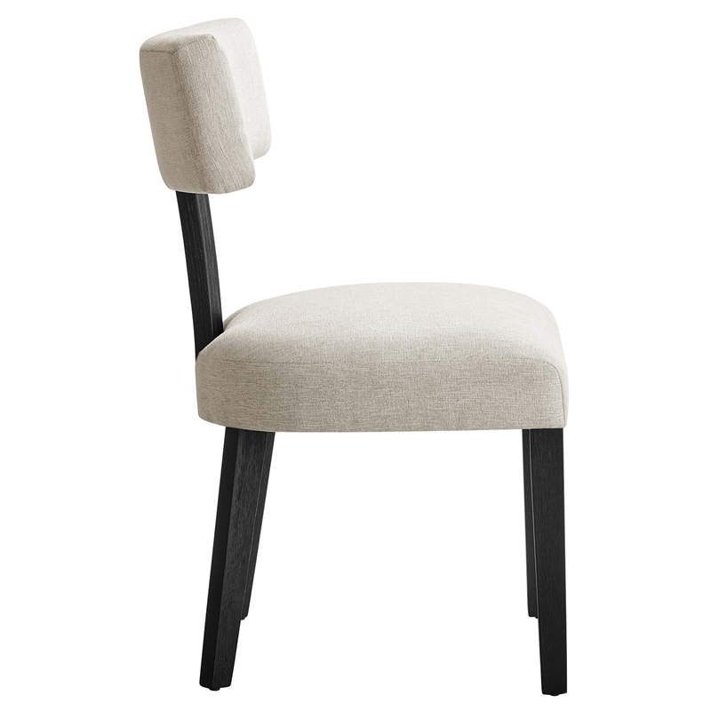Pemberley Row Fabric Ivory Black Dining Chairs Armless Solid Wood 22.5