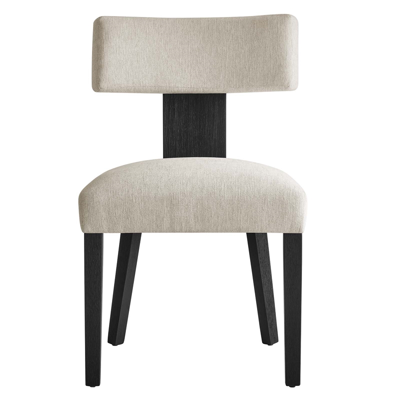 Pemberley Row Fabric Ivory Black Dining Chairs Armless Solid Wood 22.5