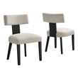 Pemberley Row Fabric Ivory Black Dining Chairs Armless Solid Wood 22.5