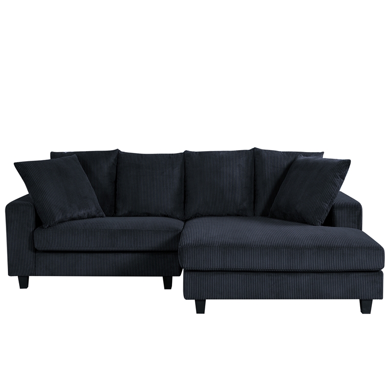 Pemberly Row Fabric Sectional Sofa Deep Seat Right Facing Sleeper Couch in Gray