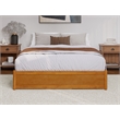 Pemberly Row Queen Wood Panel Platform Bed with Twin XL Trundle in Light Toffee