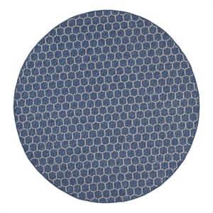 Pemberly Row Modern Reversible Ind/Outd 8' x Round Blue Area Rug