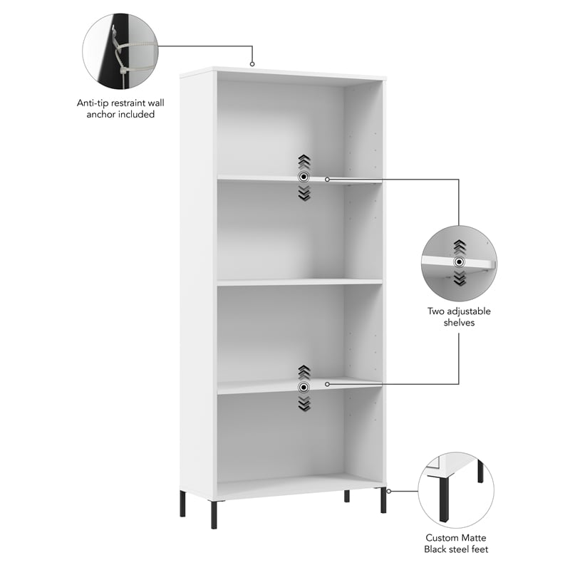 Pemberly Row Contemporary 4 Shelf Bookcase - Engineered Wood