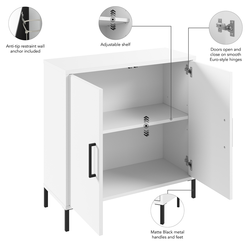Pemberly Row Low Storage Cabinet with Doors - Engineered Wood