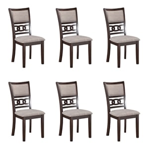 Pemberly Row Modern Solid Wood Dining Chair in Cherry (Set of 6)