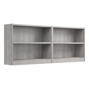 Pemberly Row Wood Universal Small 2 Bookshelf Bookcase Set - Platinum Gray