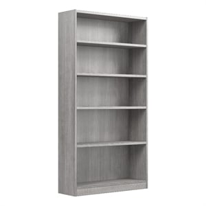 Pemberly Row Universal Tall 5 Shelf Bookcase in Platinum Gray - Engineered Wood