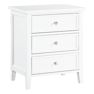 Pemberly Row Contemporary 3-drawer White Wood Storage Nightstand