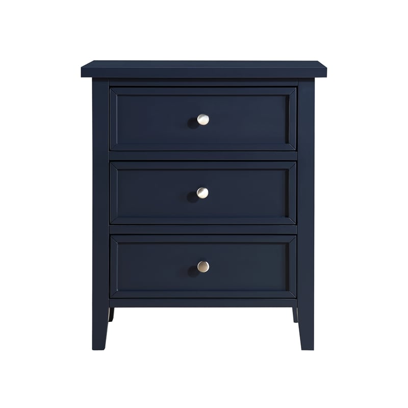 Pemberly Row Contemporary 3-drawer Midnight Blue Wood Nightstand
