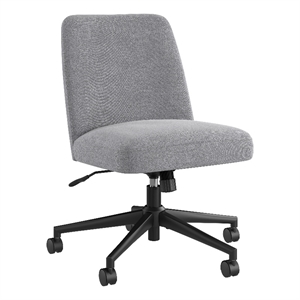 Pemberly Row Mid Back Armless Office Chair with Wheels in Cool Gray Fabric