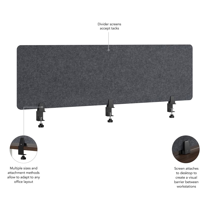 Pemberley Row Acoustic Cool Charcoal Privacy Screen Rectangular 58W x 17.5H Unassembled