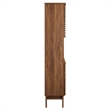 Pemberley Row Particleboard Walnut Tall Bathroom Storage Cabinet Rectangular Adjustable Shelves Unassembled