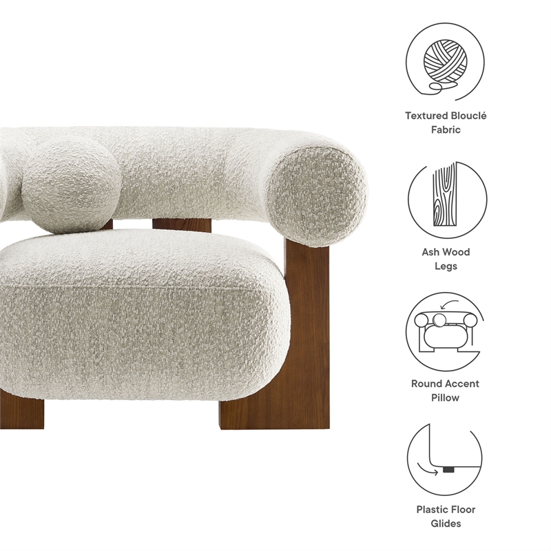 Pemberly Row Modern / Contemporary Boucle Accent Chair in Pearl