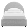 Pemberly Row Arched Round Twin Platform Bed in Heathered Weave Light Gray