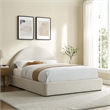 Pemberly Row Arched Round Full Platform Bed in Heathered Weave Ivory