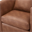 Pemberly Row Modern Saddle Brown Faux Leather Swivel Barrel Chair