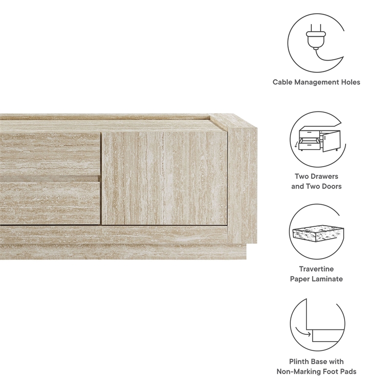 Pemberly Row Modern / Contemporary Wood TV Stand in Travertine