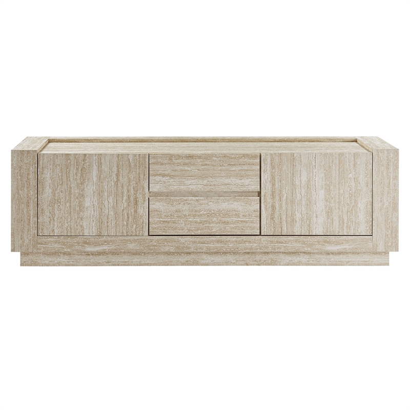 Pemberly Row Modern / Contemporary Wood TV Stand in Travertine