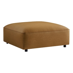 Pemberly Row Modern Upholstered Vegan Leather Ottoman in Camel