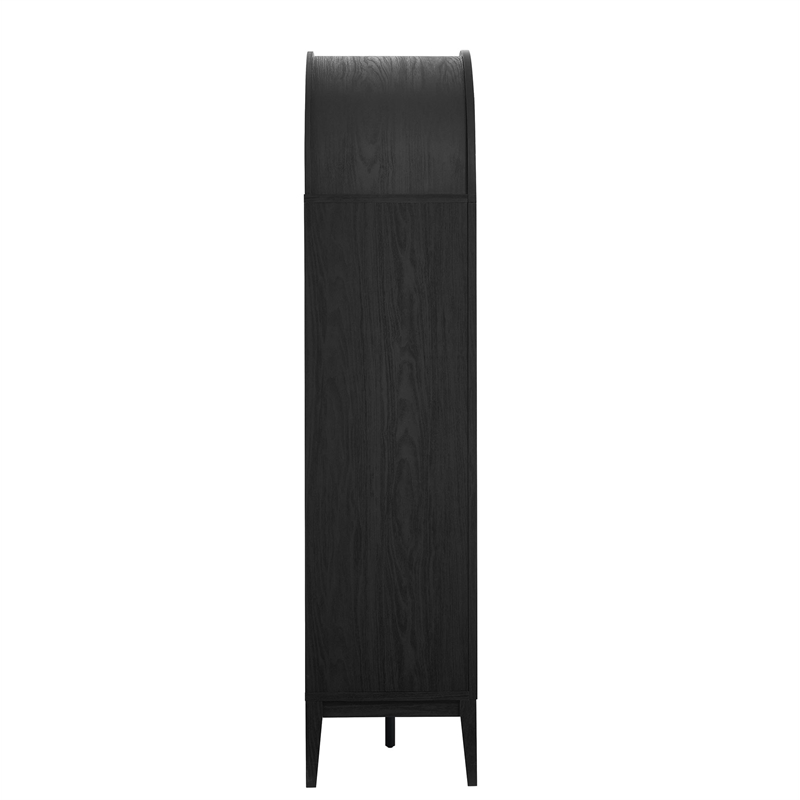Pemberly Row Modern / Contemporary Arched Bar Cabinet in Black