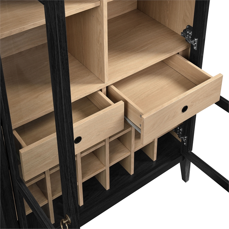 Pemberly Row Modern / Contemporary Arched Bar Cabinet in Black