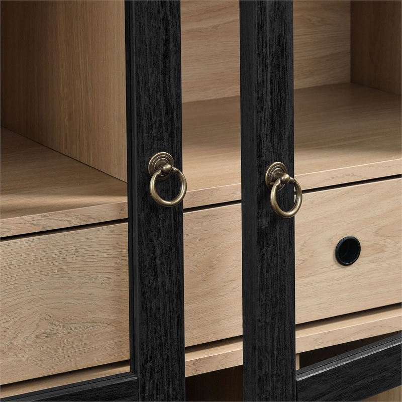 Pemberly Row Modern / Contemporary Arched Bar Cabinet in Black