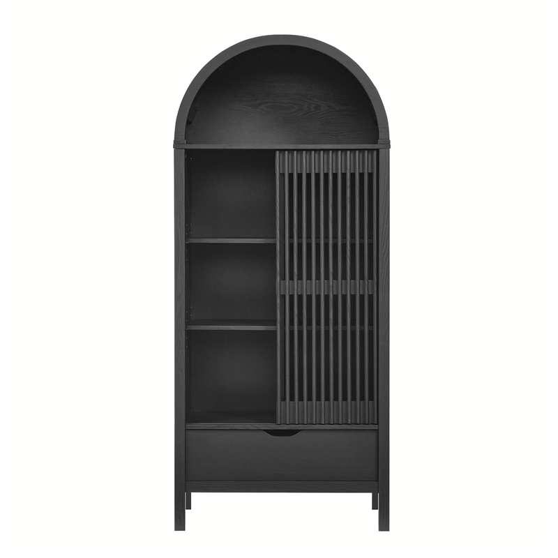 Pemberly Row Modern / Contemporary Storage Display Cabinet in Black