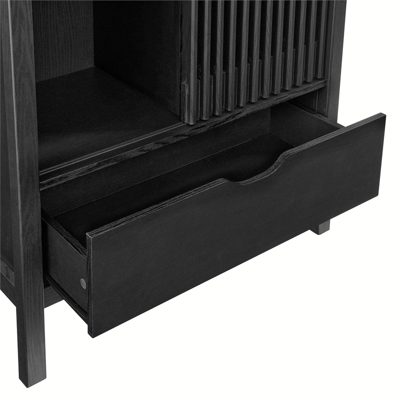 Pemberly Row Modern / Contemporary Storage Display Cabinet in Black