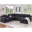 Pemberley Row Chenille Dark Gray Sofa U-Shaped Pull-Out Bed 7-Seater