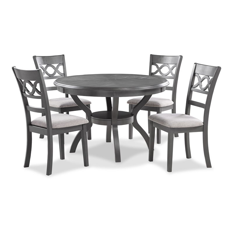 Pemberly Row 5-Piece Wood Dining Set with Table and Chair in Gray